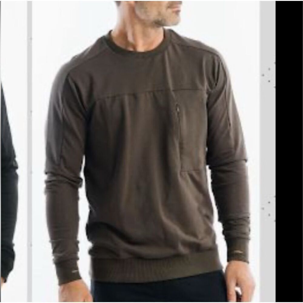 Zyia Active Fitted Crewneck Pullover Olive Army Green XL